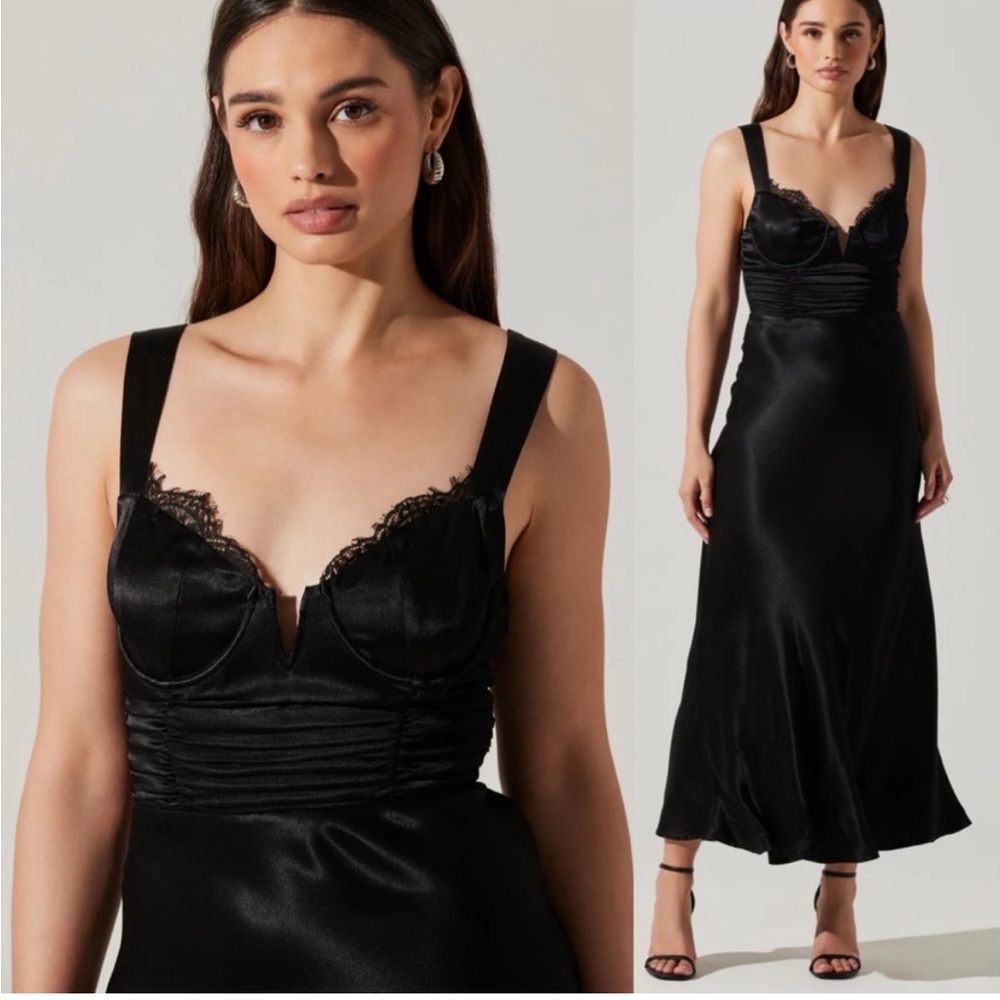 Astr the label satin black/red burgundy dress Valentine's day